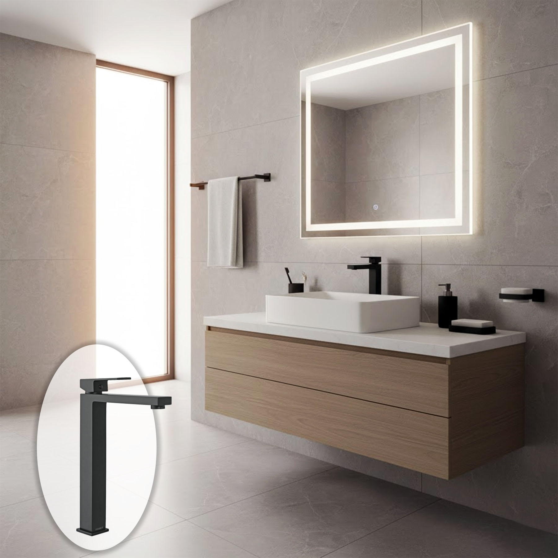 MONOMANDO ALTO PARA LAVABO NEGRO MATE - Image 4