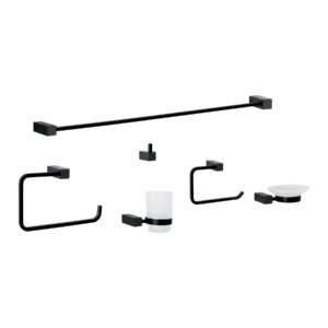 Set 6 accesorios baño negro mate FOSET KUBO KUA-7000M