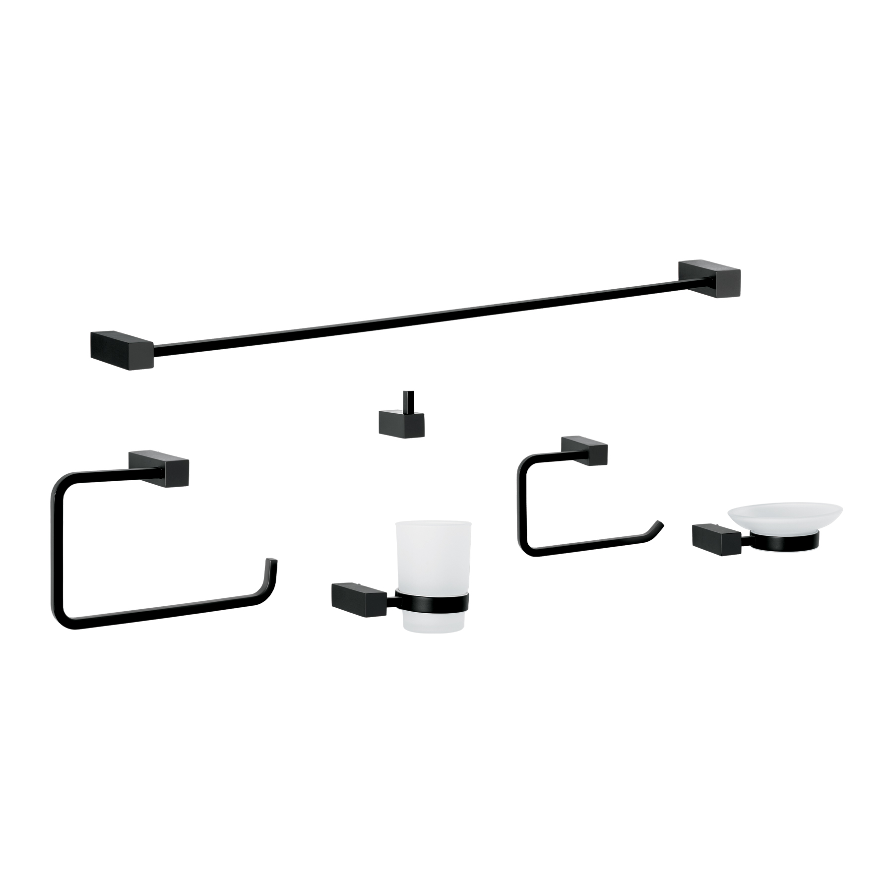 Set 6 accesorios baño negro mate FOSET KUBO KUA-7000M